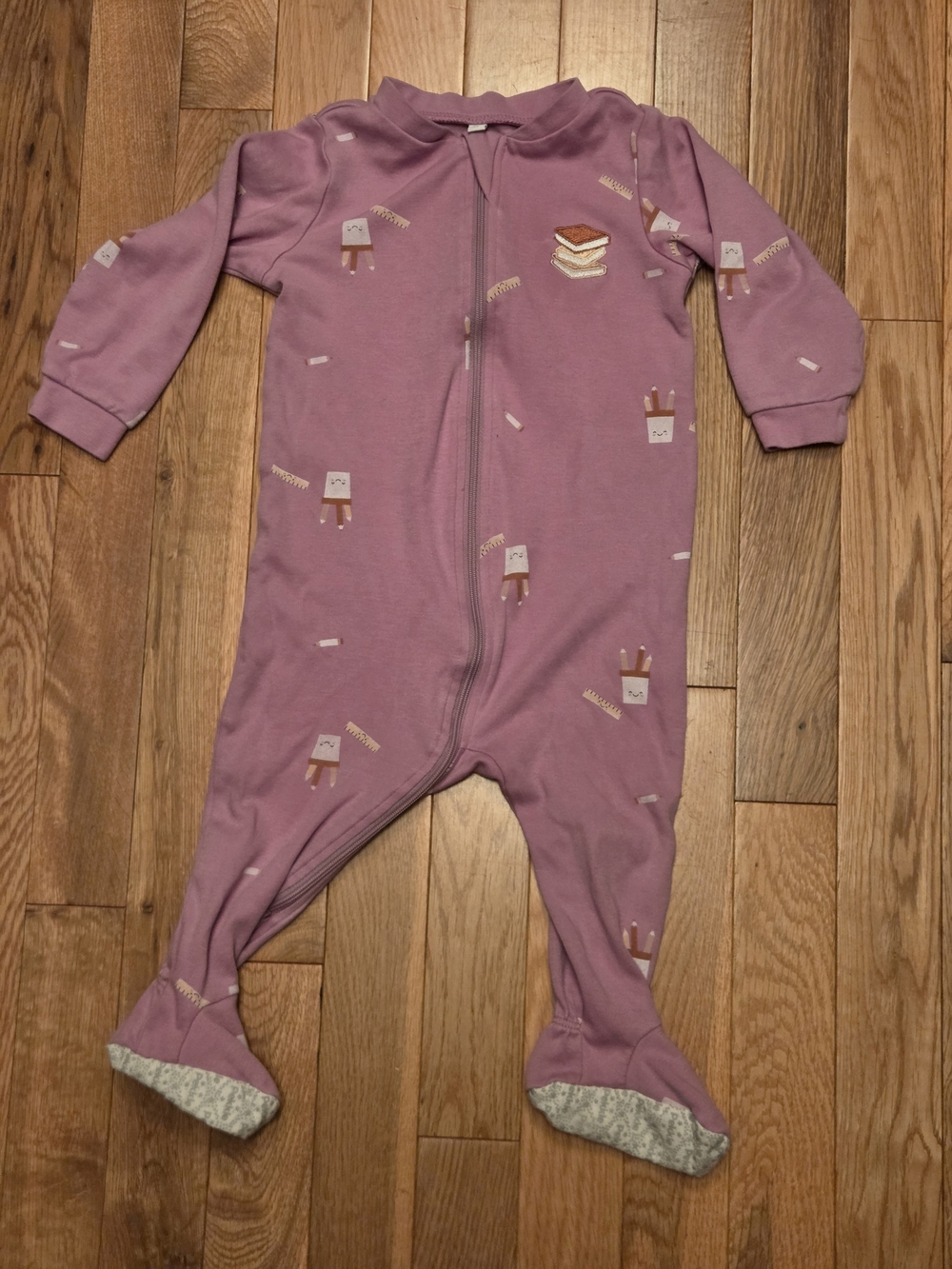 5/$20 Pekkle 12M Purple Footed Onsie Pajamas Zip Up Sleeper